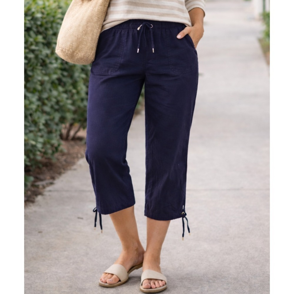 NWT Lauren Ralph Lauren Womens Utility Chic Pants Sz 32x25 Blue Athleisure Luxe